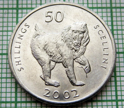 SOMALIA 2002 50 SHILLINGS, MANDRILL MONKEY, UNC Cover