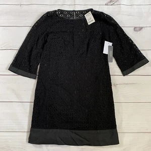 Laundry by Shelly Siegel Gr. 4 schwarz Kleid Etuikleid Spitze Overlay über Knie NEU  - Bild 1 von 10