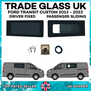Ford Transit CUSTOM Pass Side Sliding Window, Driver Fixed Window FIT KIT + TRIM - Picture 1 of 12