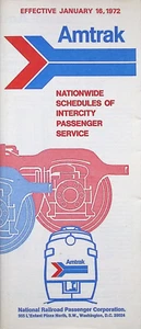 1972 - AMTRAK NATIONWIDE TRAIN SCHEDULES - January 16, 1972 - Picture 1 of 3