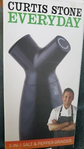 Curtis Stone 2 In 1 Salt Pepper Grinder Modern Black Design - Picture 1 of 8