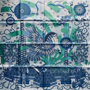 Bufanda Hermes La Source de Pegase 90 cm azul seda Pegasus Carre 08 - Imagen 1 de 3