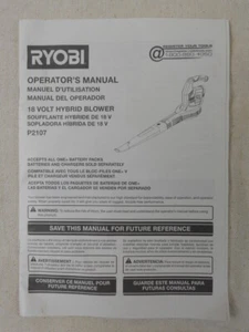 Soplador híbrido genuino RYOBI 18 voltios - modelo P2107 - solo manual del operador - Imagen 1 de 5