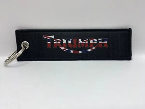 Triumph Fabric Embroidery Keyring Triumph Motorcycles Keyring with UK Flag - Picture 1 of 3