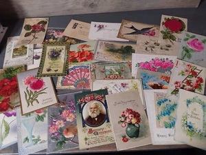 Vintage Happy Birthday Gruß Postkarten Anfang 1900’er Lot 28 strukturiert - Bild 1 von 6