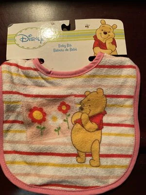 NEW DISNEY WINNIE THE POOH Pink/Yellow Bib Flowers Foto 1 de 2
