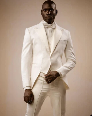 Traje de Boda Hombres Calce Ajustado Pico Solapa Esmoquin Formal Negocios Fiesta Informal Foto 1 de 4