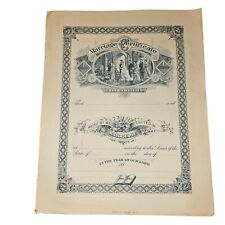 Antique 1895 Marriage Certificate Wall Art Unused Floral New York 11 X 14