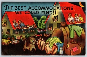 Postcard Best Accommodations We Could Find Comic Fantasy Dressed Animals Linen - Picture 1 of 3