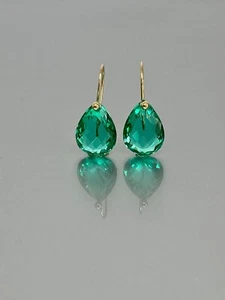 Orecchini a goccia smeraldo colombiano pietra preziosa verde argento sterling 925 gioielli - Foto 1 di 4