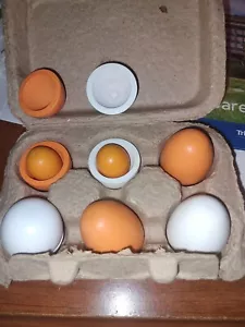 6-teiliges Set Holzeier Eigelb vorgeben zu spielen Küche Essen Kochen Kinder Spielzeug Roman Geschenke - Bild 1 von 5