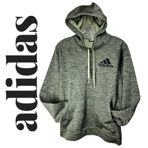 ADIDAS CLIMAWARM GRÜN LOGO HOODIE FLEECE GEFÜTTERT KÄNGURUTASCHE, HERREN SMALL - Bild 1 von 10