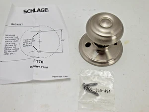 Schlage Georgian Dummy Knob Satin Nickel F170GEO619 #8ah - Picture 1 of 1