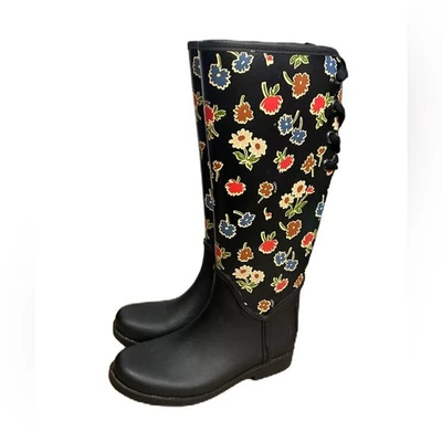 EUC тренер TRISTEE черный и многоцветный цветочный дождевики РЕДКАЯ женщина США 7 / ЕС 37 - Изображение 1 из 4