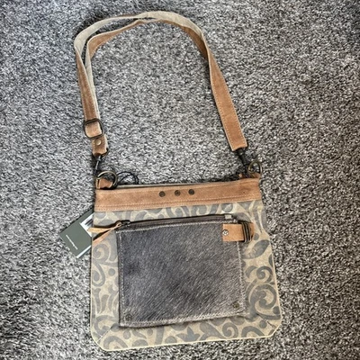 Myra Bag Hide & Floral Upcycled Canvas Crossbody Bag S-1202 - Image 1 of 3