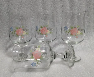 Vintage Pfaltzgraff Wine /Water Glasses TEA ROSE Tulip Libbey Set of 4 Stem - Picture 1 of 7