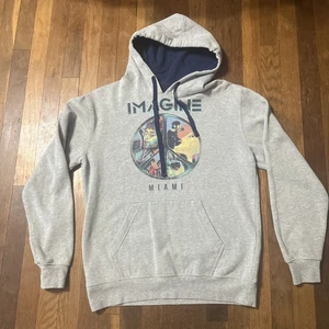 Hard Rock Cafe Miami John Lennon Yoko Why Hunger Hoodie Medium Gray Sweatshirt - Picture 1 of 16