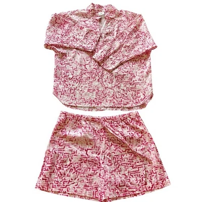 Natori 100% Cotton Pink & White Pajama Set - Image 1 of 3