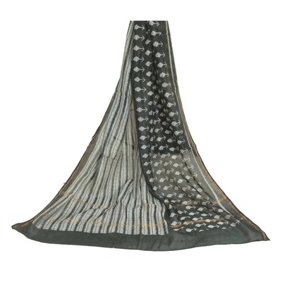 Hiyab envolvente estampado blanco y negro algodón puro estola Dupatta larga vintage sánscriti Foto 1 de 4