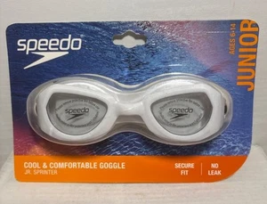 Speedo Swim Goggles Jr Sprinter Recreation Age 6-14 White Anti-Fog UV Protection - Picture 1 of 4