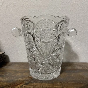 Große 8" Bleikristall geschliffen Klarglas Eiskübel Vase Knopf Griffe 8 Pfund selten! - Bild 1 von 24