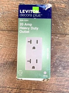 Leviton Decora Plus Duplex Receptacle Straight Blade 20A 125V 16352-GS - Picture 1 of 3