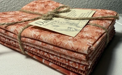 6 Fat Quarter Bundle David Textiles Cotton Quilting Fabric Coral Color, Florals - Image 1 of 4