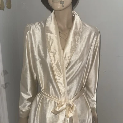 Van Raalte 米色缎面长裙长袍女式大码复古睡衣睡眠休息室 — 第 1/4 张图片