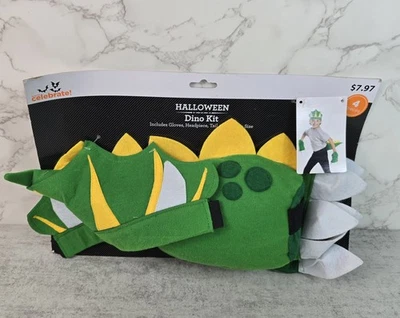 Dinosaurio Instantáneo Divertido Verde Amarillo Halloween Niño 4 Piezas Niños Cola Cabeza Guantes Foto 1 de 4
