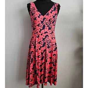 EUC Boden Coral Crossed V-Neck Sleeveless Willa Floral Jersey Dress  US 4P - Picture 1 of 8