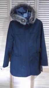 NWT PENDELTON WOMENS PARKER WOOL RACCOON TRIM HOOD BLACK M - Picture 1 of 4
