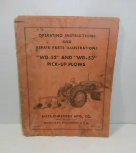 Vintage Allis Chalmers WD-52 WD-53 Pick Up Pflug Bediener Reparatur Teile Handbuch - Bild 1 von 11