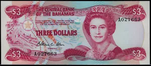 Bahamas 3 Dollars L.1974 ND(1984) P. 44a in UNC - Bild 1 von 2
