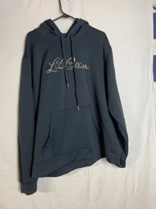 LL Bean Black Polyester Camo Cursive Logo Hoodie XL L.L. Bean - Picture 1 of 8