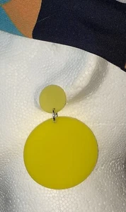 VINTAGE Statement 60s Styled Earrings Clip On Yellow Circle Drops Funky Fabulous - Picture 1 of 13