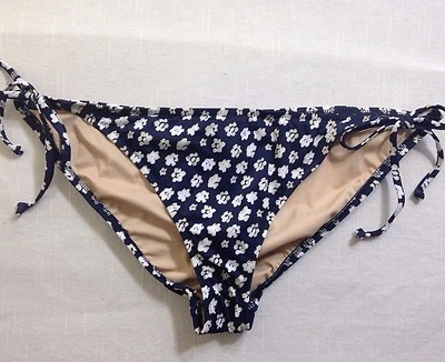 全新带标签 J. CREW BLURRED FLORAL STRING HIPSTER 海军蓝泳装比基尼泳裤 XL 码 — 第 1/2 张图片