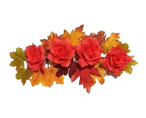Rose & Maple Fall Silk Flower 16" Swag Arrangement Door Arch Window Decor BP2238 - Picture 1 of 4