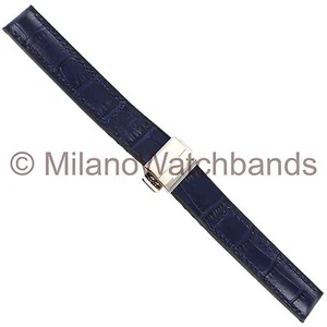 16mm Hirsch Amazon Corvette Navy Blue Alligator Grain Genuine Leather Watchband - Picture 1 of 1