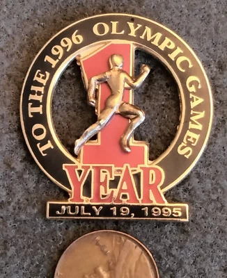 1996 Atlanta Olympics  pin 1 Year To Go Track Athletics by Imprinted Products - Image 1 of 2