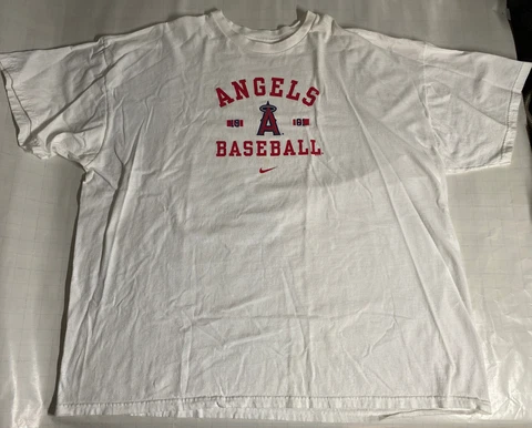 Men's Nike Anaheim Los Angeles Angels Shirt Adult 3XL White Short Sleeve MLB Cover