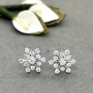 Starburst Diamond Stud Earrings In 18k Gold. - Picture 1 of 2