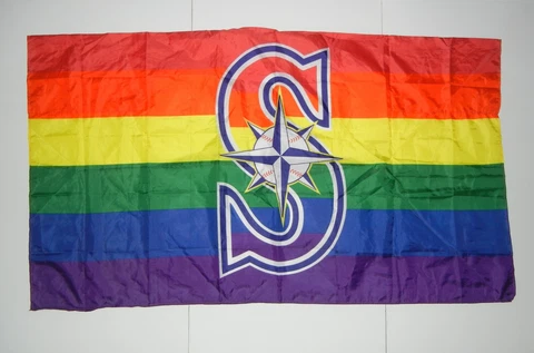 SEATTLE MARINERS Colorful Rainbow MLB BASEBALL CAPE Pride March Flag Fan Gear Cover