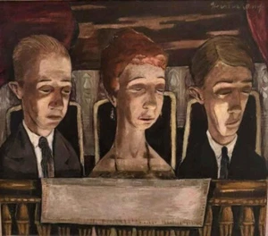 Henry Glintenkamp 1935 WPA Social Realist American Theater Audience Scene - Picture 1 of 2