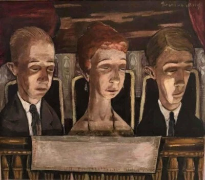 Henry Glintenkamp 1935 WPA Social Realist American Theater Audience Scene - Image 1 of 2