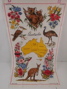 VTG Linen Cotton Flour Sack Tea Towel Australia Souvenir - Picture 1 of 8