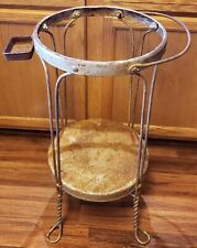 ANTIQUE PRIMITIVE WROUGHT IRON WASH BASIN BOWL STAND WITH TOWEL RACK PLANT STAND