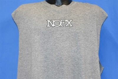 vtg 90s NOFX SO LONG AND THANKS FOR ALL THE SHOES PUNK CUT OFF MUSCLE t-shirt XL - Image 1 of 4