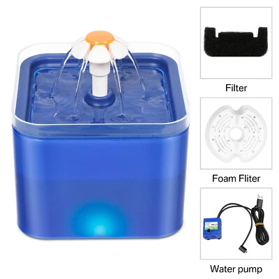 Fuente de agua automática LED para mascotas perros gatos 2L plato dispensador de bebidas tazón automático Foto 1 de 4