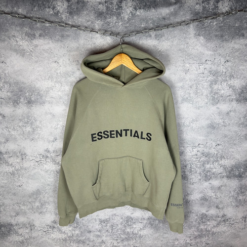 Felpa con cappuccio Fear Of God Essentials oversize uomo taglia S beige cotone manica lunga