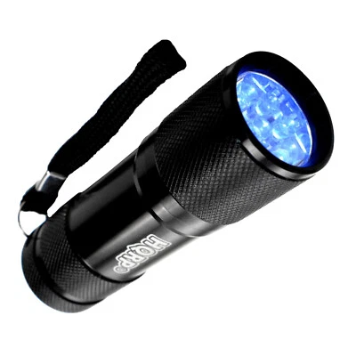 HQRP 9 LED UV 365 nM Luz Negra Ultra Violeta Linterna - Imagen 1 de 4